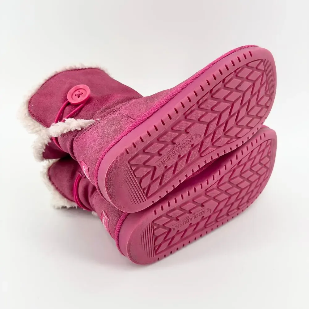 Koolaburra by UGG Girls Pink Button Short Boots Size 1 Faux Fur Lined Winter - Picture 7 of 10